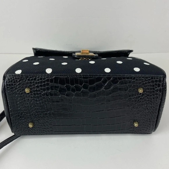 Clever Carriage Company Satchel Rose Embroidered Purse Polka Dot Dust Bag Black - Picture 5 of 9